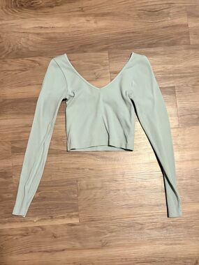 Aeropostale Sage Long Sleeve Ribbed Crop Top